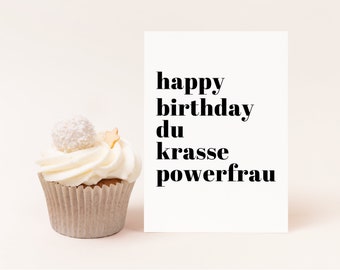 Funny birthday card for best friend "Happy Birthday you awesome power woman", Happy Birthday card for women