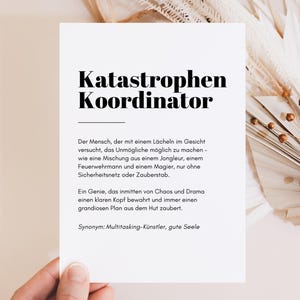 Carte amusante avec dicton, cadeau pour collègue patron patron, cadeaux amusants, carte d'anniversaire amusante « Coordinateur des catastrophes »