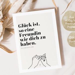 Postkarte BESTE FREUNDIN inkl. Kuvert nach Wunsch, Beste Freundin Geschenk, DINA6 Karte Glück ist so eine Freundin wie dich zu haben Bild 3