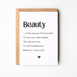 Carte postale « Beauté », cadeau pour la meilleure amie, cadeau pour votre personne préférée, amour de soi, affirmation positive, vous êtes merveilleux