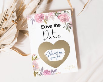 Save the Date Hochzeits-Einladungen, Rubbelkarten zum selber beschriften, Hochzeitskarten Save the Date als Rubbellos