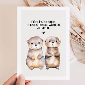 Süße Otter Herzensmensch Karte mit Spruch, Otter Geschenk beste Freundin, Lieblingsmensch Geschenk, Ich liebe dich Geburtstagsgeschenk