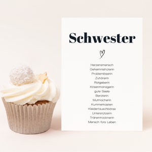 Carte de vœux sœur, carte synonyme sœur, cadeau pour sœur, cœur sœur, au choix avec enveloppe
