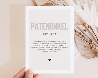 Godfather gift, gift for godfather, godfather card birthday, godfather gift, godfather synonym card, postcard A6