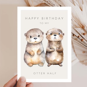 Tarjeta de cumpleaños de nutria Hej.Otti® DINA6, tarjeta de feliz cumpleaños de nutria para tu persona favorita, mitad nutria, regalo para él, te amo