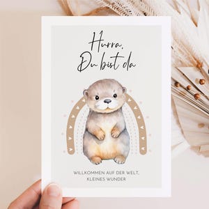Congratulations on the birth, card for the birth, gift for the birth, baby gift, birth congratulations cute otter card - Hej.Otti®