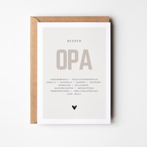 Beste opa cadeau wenskaart A6 - Cadeau voor opa, opa verjaardag, opa cadeau, beste opa kaart, opa kerstcadeau, synoniem kaart