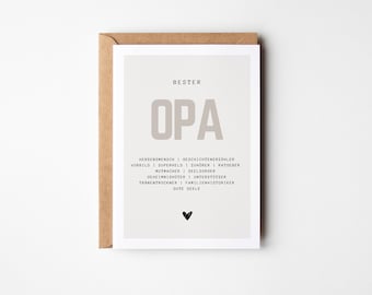 Beste opa cadeau wenskaart A6 - Cadeau voor opa, opa verjaardag, opa cadeau, beste opa kaart, opa kerstcadeau, synoniem kaart