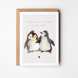 Biglietto d'amore con la scritta pinguino "Ti amo come nessun altro", regalo per il partner, San Valentino, anniversario, anniversario di matrimonio, ti amo