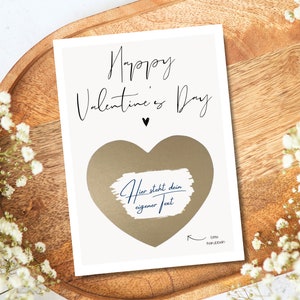 Cadeau de Saint-Valentin | Carte à gratter personnalisée avec le texte souhaité | Cadeau pour partenaire Carte de Saint-Valentin | cadeau de Saint-Valentin