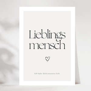 Postkarte Lieblingsmensch, Karte Herzensmensch, Geschenk beste Freundin, Beste Freundin Geschenk, Beste Freundin Karte, Ich habe dich lieb