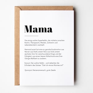 Mama Geschenk lustige Karte, Mama Geburtstag, Mama Geschenk Weihnachten, Mutter Definition, Muttertagskarte, Beste Mutter, Geburtstag Mama