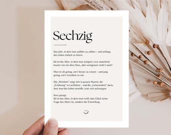 60th birthday postcard, funny birthday card for the 60th birthday, 60th birthday woman and man, greeting card for the 60th, birthday gift 60