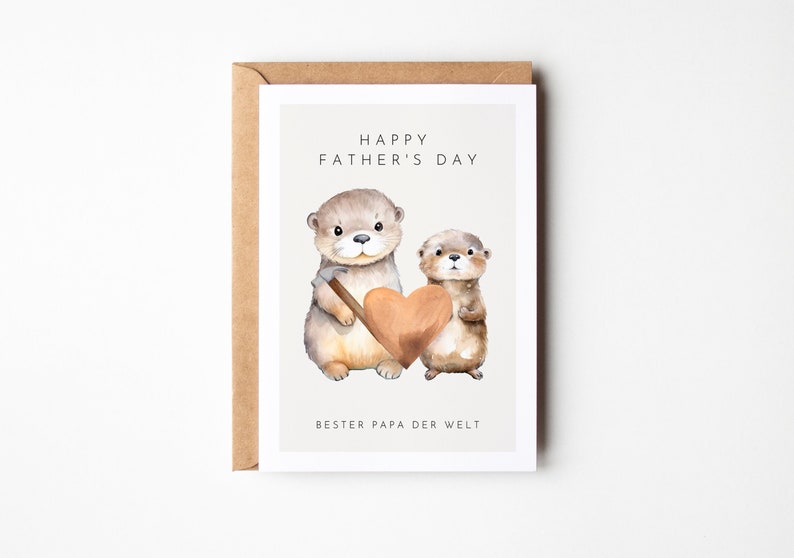 Regalo del Día del Padre Linda Tarjeta de Nutria Mejor Papá del Mundo, Regalo del Día del Padre, Tarjeta del Día del Padre, Ideas de Regalo del Día del Padre, Regalo del Día del Padre imagen 3