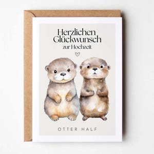 Carte de félicitations de mariage, carte de loutres mignonnes, carte de félicitations de mariage, carte de vœux de mariage, carte pour mariage, carte-cadeau de mariage