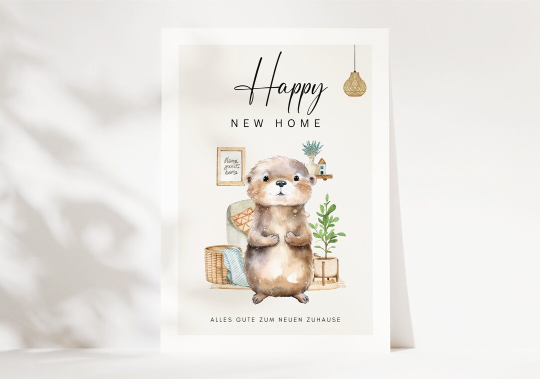 Einweihungskarte Süße Otter zum Einzug in das neue Zuhause, Happy new ...