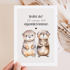 Hej.Otti® ansichtkaart Ik mis je, langeafstandsrelatie, ansichtkaart Ik mis je, verlangen, ik hou van je, cadeau voor vermiste mensen op Valentijnsdag