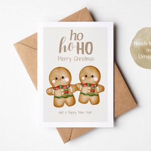 Divertente biglietto di Natale Ho Ho Ho, Buon Natale e Felice Anno Nuovo, auguri di Natale, regalo di Natale, simpatici biscotti di Natale
