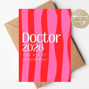 loulala® Doctor 2026 Karte, Glückwunschkarte Doktortitel bestanden, PhD Abschluss Karte, Promotion Geschenk Arzt, Congrats Doctor Karte