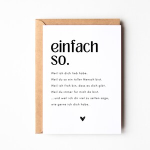 Cartolina "proprio così", regalo per la fidanzata, regalo per la persona amata, dì semplicemente grazie, regalo per San Valentino, DINA6