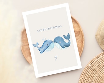 Karte für Partner, Geschenk für Partner, Jahrestag Geschenk, Hochzeitstag Geschenk, Geschenk für Ihn, ich liebe dich Geschenk Lieblingswal