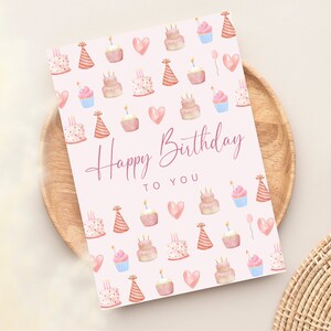 Geburtstagskarte mit süßen Torten, Happy Birthday beste Freundin, Geburtstagskarte für Frauen, Geburtstagskarte in rosa, Postkarte DINA6 Bild 2