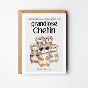 Presente para chefe, cartão para chefe, presente de aniversário para chefe, diga obrigado ao chefe, despedida do chefe, presente de Natal para chefe lontra
