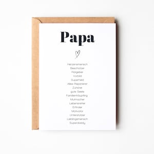 Cartão de felicitações para o melhor pai, cartão sinônimo de pai, presente de pai, presente de aniversário de pai, cartão de nascimento de pai, conforme desejado, incluindo envelope