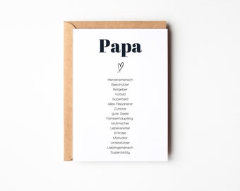 Grußkarte für den besten Papa, Synonymkarte Papa, Vater Geschenk, Papa Geschenk Geburtstag, Papa Geburtskarte, nach Wunsch inkl. Kuvert