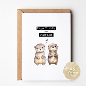 loulala® Otter Birthday Card DINA&, Otter Birthday Card, Otter Happy Birthday Card for your favorite person