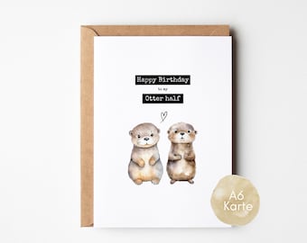 loulala® Carte d'anniversaire Loutre DINA&, Carte d'anniversaire Loutre, Carte de joyeux anniversaire Loutre pour votre personne préférée