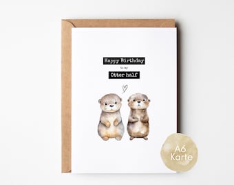 loulala® Otter Geburtstagskarte DINA&, Otter Karte zum Geburtstag, Otter Happy Birthday Karte für den Lieblingsmensch