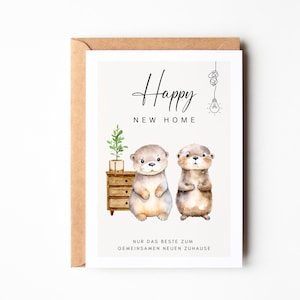Inauguration card sweet otters for moving into their new home | happy new home | Housewarming card | Map moving in house