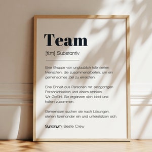 Team gift as an instant download "team" poster, office decoration picture, colleague gift, farewell gift colleague, gift for the team