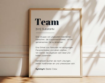 Team Geschenk als Sofort Download "Team"-Poster, Büro Deko Bild, Kollegen Geschenk, Abschiedgeschenk Kollege, Geschenk fürs Team