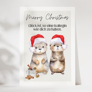 Weihnachtskarte Kollegin Otter-Motiv, Kollegin Weihnachten, Weihnachtsgeschenk für Kollegin, Kollegin Geschenkkarte, Kollegin danke sagen