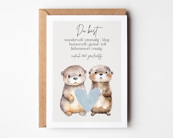 Incoraggiamento Otter Sei grande, meraviglioso, fantastico, incoraggia, regalo per la fidanzata, biglietto di incoraggiamento, nuovo inizio, ringrazia - Hej.Otti®