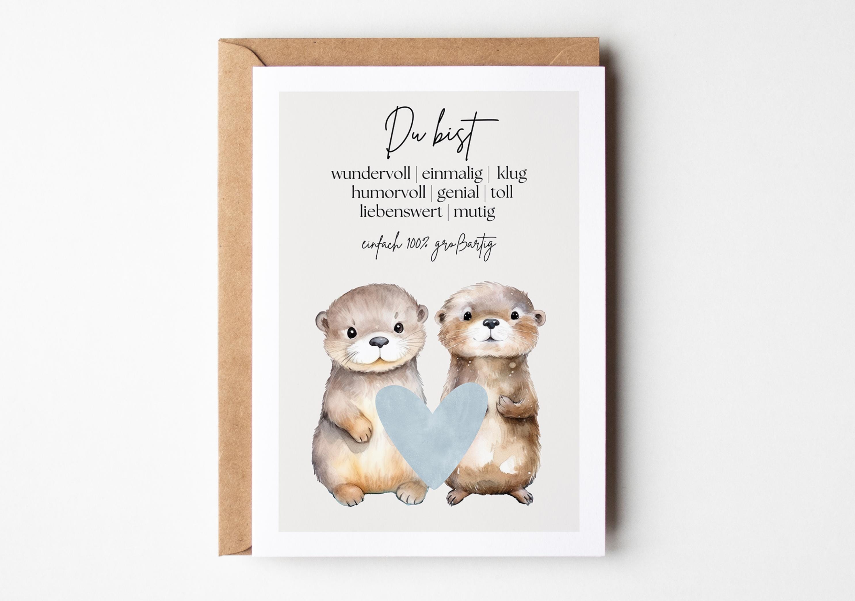 Otter Encouragement You are great, wonderful, awesome, encourage, girlfriend gift, card encouragement, new beginning, say thank you - Hej. Otti