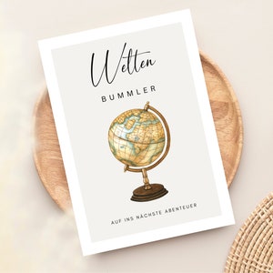 Carte postale pour voyageurs, tour du monde, carte bon voyage, cadeau d'adieu pour voyageurs, carte de voyage à offrir, globe-trotters