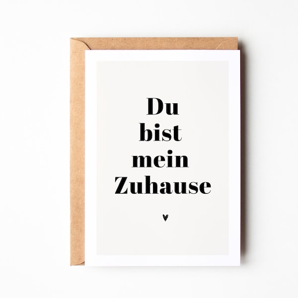 Liebes-Grußkarte "Du bist mein Zuhause", Geschenk für den Partner, Geschenk für den Lieblingsmenschen DINA 6 Postkarte