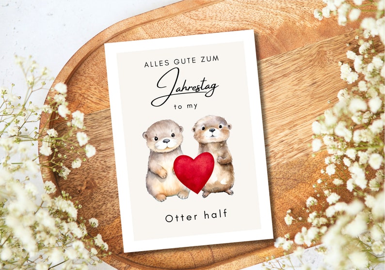 Anniversary gift otter, gift anniversary, husband wife anniversary gift, anniversary gift for him, otter postcard A6 -loulala® image 8