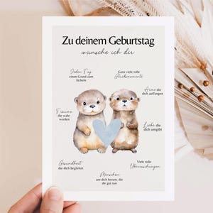 Süße Geburtstagskarte Otter, Grusskarte zum Geburtstag, Geburtstagsgeschenk,  Geburtstagskarte, Happy Birthday Karte - Hej.Otti®