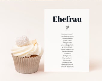 Wife gift, synonym card wife, wedding anniversary, wife gift birthday, wife birth card, as desired including envelope