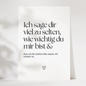 Postkarte Ich sage dir viel zu selten wie wichtig du mir bist, Geschenk Freundin, Lieblingsmenschen, danke sagen, dankeschön Geschenk