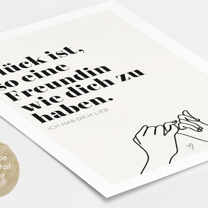 Postkarte BESTE FREUNDIN inkl. Kuvert nach Wunsch, Beste Freundin Geschenk, DINA6 Karte Glück ist so eine Freundin wie dich zu haben Bild 5