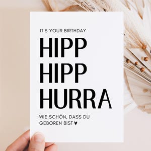 Geburtstagskarte "Hipp Hipp Hurra" für Herzensmenschen, Happy Birthday beste Freundin, Geburtstagskarte für Frauen, Geburtstagskarte Männer