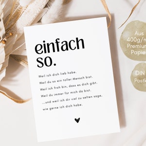 Postkarte einfach so, Geschenk für Freundin, Geschenk für den Lieblingsmenschen, einfach mal danke sagen, Geschenk zum Valentinstag, DINA6 Bild 9