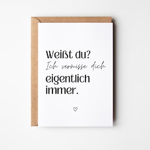 Postkarte Ich vermisse dich, Fernbeziehung, Postkarte du fehlst mir, Sehnsucht, Ich liebe dich, Geschenk für Vermissen, emotionale Postkarte