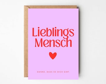 Postkarte Lieblingsmensch, Karte Herzensmensch, Geschenk beste Freundin, Beste Freundin Geschenk, Beste Freundin Karte, Freundin Geburtstag