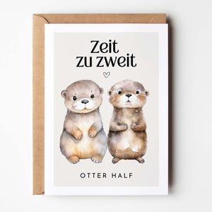 Otter Zeit zu zweit Postkarte, Gutschein für gemeinsame Zeit, Hochzeitstag, Jahrestag, Geschenk Partner, süße Otter Postkarte Hej.Otti®